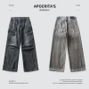 APO Men's Wear: High Street retro washed cat beard jeans for men, trendy and high-end loose straight-leg casual trousers Application Scenario